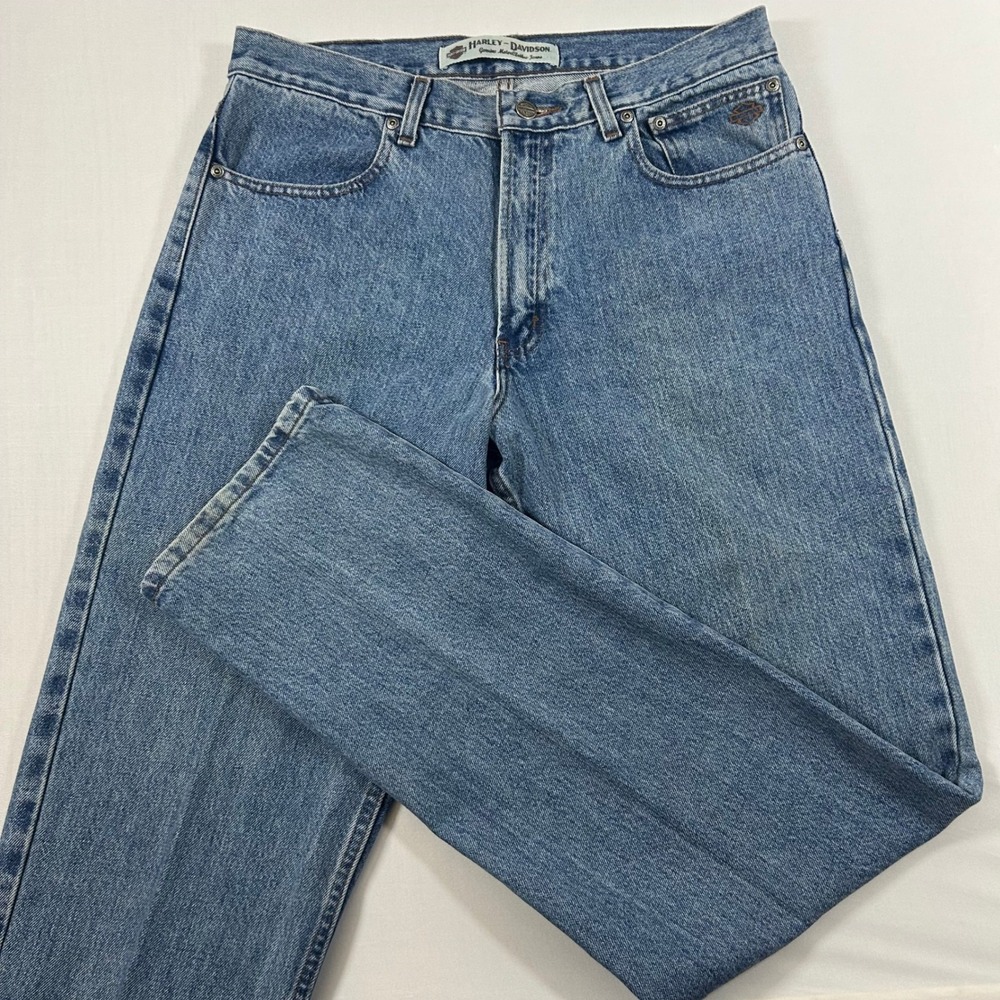 Harley Davidson Jeans Men 33x36 Blue Medium Wash Straight Leg Denim Vintage